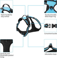 Blue No-Pull Dog Harness with 2 Leash Clips，Soft Padded Vest - Small / Blue - image 3