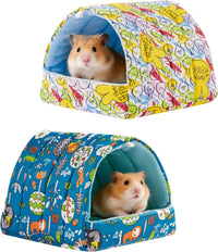 2 Pack Hamster Hideout Bed - Green+Yellow / 6*6in