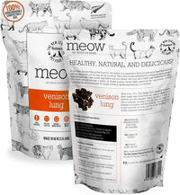 Meow Air Dried Cat Treats - Venison Lung, High Protein, Healthy Cat Snacks and Toppers, All Natural for All Life Stages, 1.76 oz