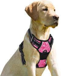 BARKBAY Dog Harness No Pull for Large Dogs Front Back Clips - Large(Chest:24.5-32.5") / Pink Camo