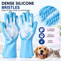 NVNAN Silicone Pet Washing Gloves with High-Density Teeth for Dogs - Blue - image 3