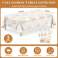 3 Pack Plastic Birthday Tablecloth - Orange Floral - image 2