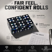 AUSTOR 6-piece 16mm sharp edge resin D6 dice set with metal case - view 20