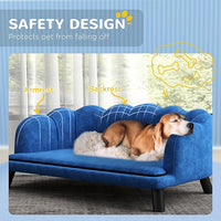PawHut Velvet Large Dog Couch with Foam Cushion, Soft and Cute Bed with Pearl Design, Sofa for Big and Medium Dogs, Dark Blue