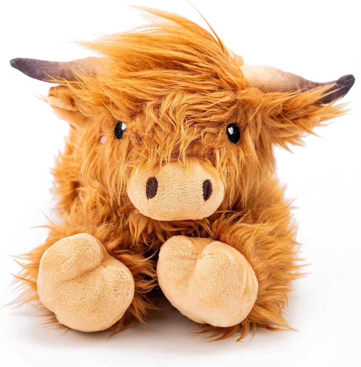Bunny Microwavable & Weighted Stuffed Animals - Brown Highland Cow (Lying Down)