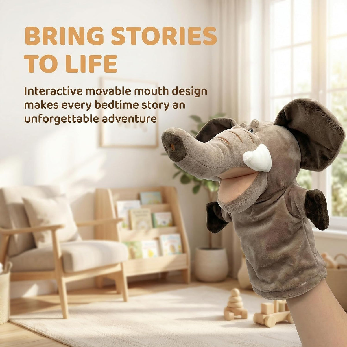 Animal Hand Puppets for Kids - New Elephant - image 3