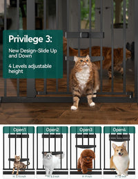 Babelio 36" Tall Pet Gate with Cat Door, CatPrivilege II, 29-40" - Black / 29-40" Wide, 30" Tall - image 2