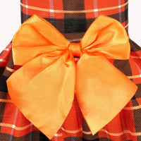 PUPTECK Classic Beige Plaid Dog Dress with Bow Puppy Skirt Clothes M – Essentials for Dogs - Orange(Plaid) / Large - image 3