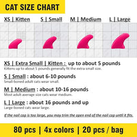 zetpo 80 pcs Cat Claw Covers | Cat Nail Caps | with Adhesives and Applicators (XS, Turquoise, Purple, Turquoise Glitter, Violet Glitter)