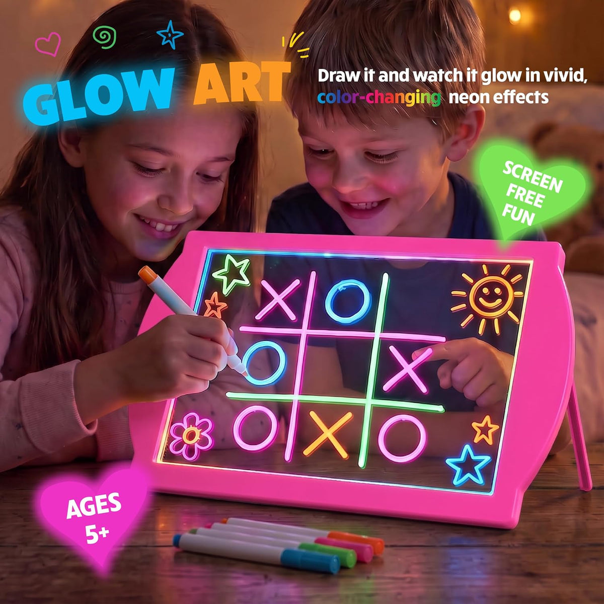Marvin's Magic Glow Art Pink Drawing Board, 36 Light Effects - Pink - image 4