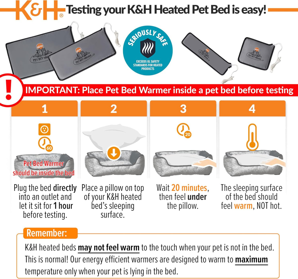 K&H Pet Bed Warmer, Safety Listed, Cat Heating Pad - Gray / Large - image 2