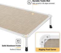 Veehoo Chew Proof Elevated Dog Bed, Cooling Raised Pet Cot - Beige Coffee / 32.0"L x 25.0"W x 7.0"Th - image 4