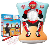 Preferred Toys inflatable pitching target in red and blue with 4 soft baseballs
