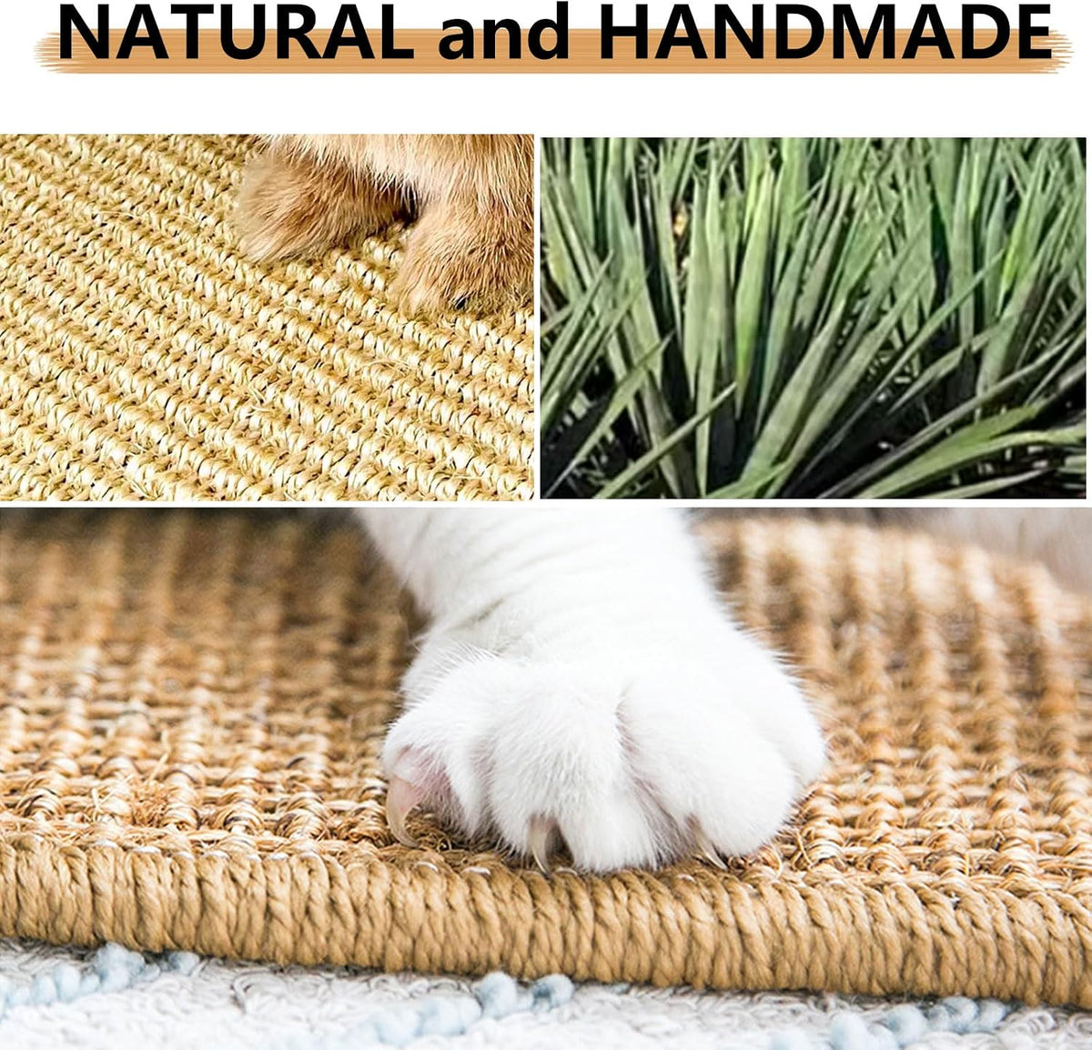 2PCS Rabbit Scratch Mat, Natural Bunny Pad Claws and Teeth Care - Natural 2pcs / 24"x16" - image 4