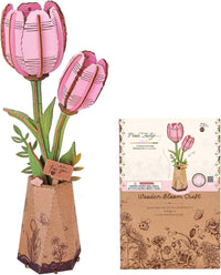 Wowood 3D wooden pink lily flower puzzle assembled model - view 9
