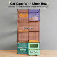 Cat Cage Indoor with Litter Box 3-Tier DIY Cat Playpen Detachable - 28.6"L x 17.8"W x 55.1"H - image 2