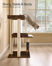 43.7" Modern Cat Tree for Large Cats, Quick One‑Person Assembly – Essentials for Cats - Rustic Brown / 23.6"L x 23.6"W x 43.7"H - image 4