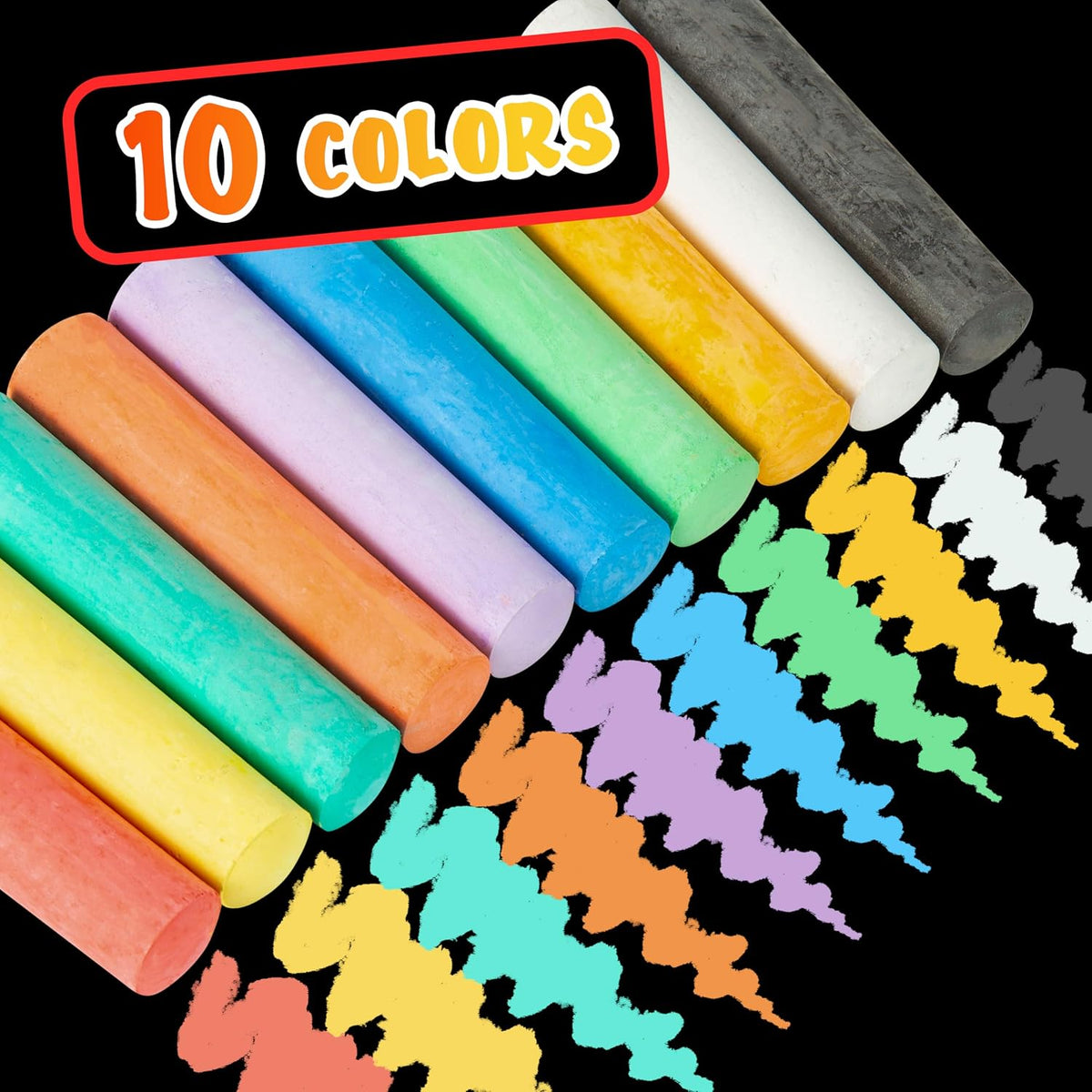 180PCS Sidewalk Chalks Set in 20 Colors, Non-Toxic - 100 - image 2