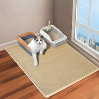 GRELY Cat Litter Mat,XL47''X 28'' Extra Large Litter Trapping Mat Kitty Rug – Daily Care for Cats - Khaki / 2'4" x 3'11" (XL)