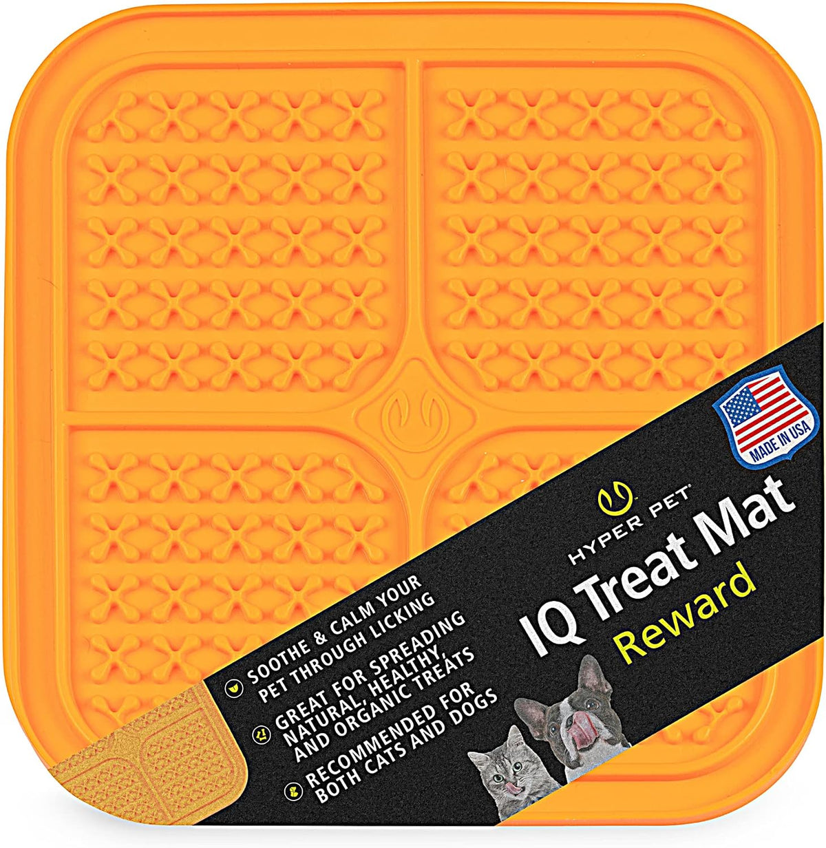Hyper Pet IQ Treat Lick Mat for Dogs & Cats - Medium / Orange