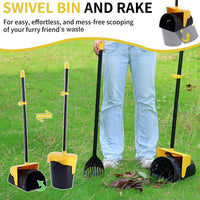 Pooper Scooper Large Swivel Bin & Rake with 160 Waste Bags - Yellow - image 2