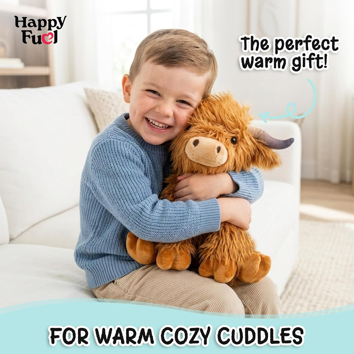 Bunny Microwavable & Weighted Stuffed Animals - Brown Highland Cow (Sitting Down) - image 4