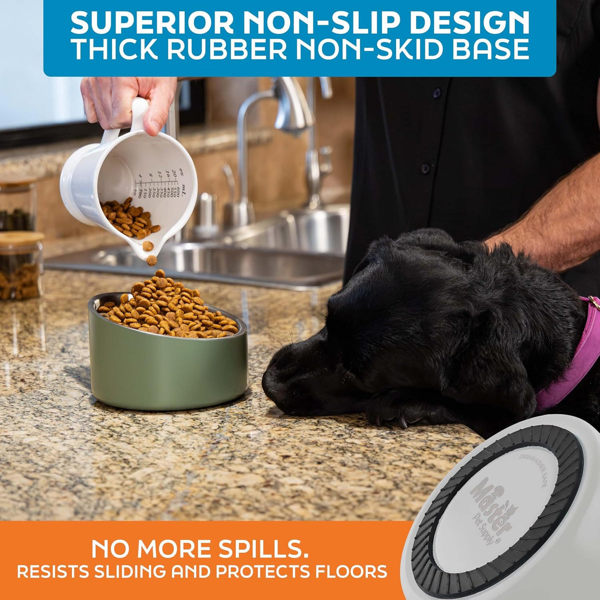 Master Pet Supply Stainless Steel Slanted Dog Cat Food Bowl 24 oz - Bone White / 3 Cups (24 oz) - image 3