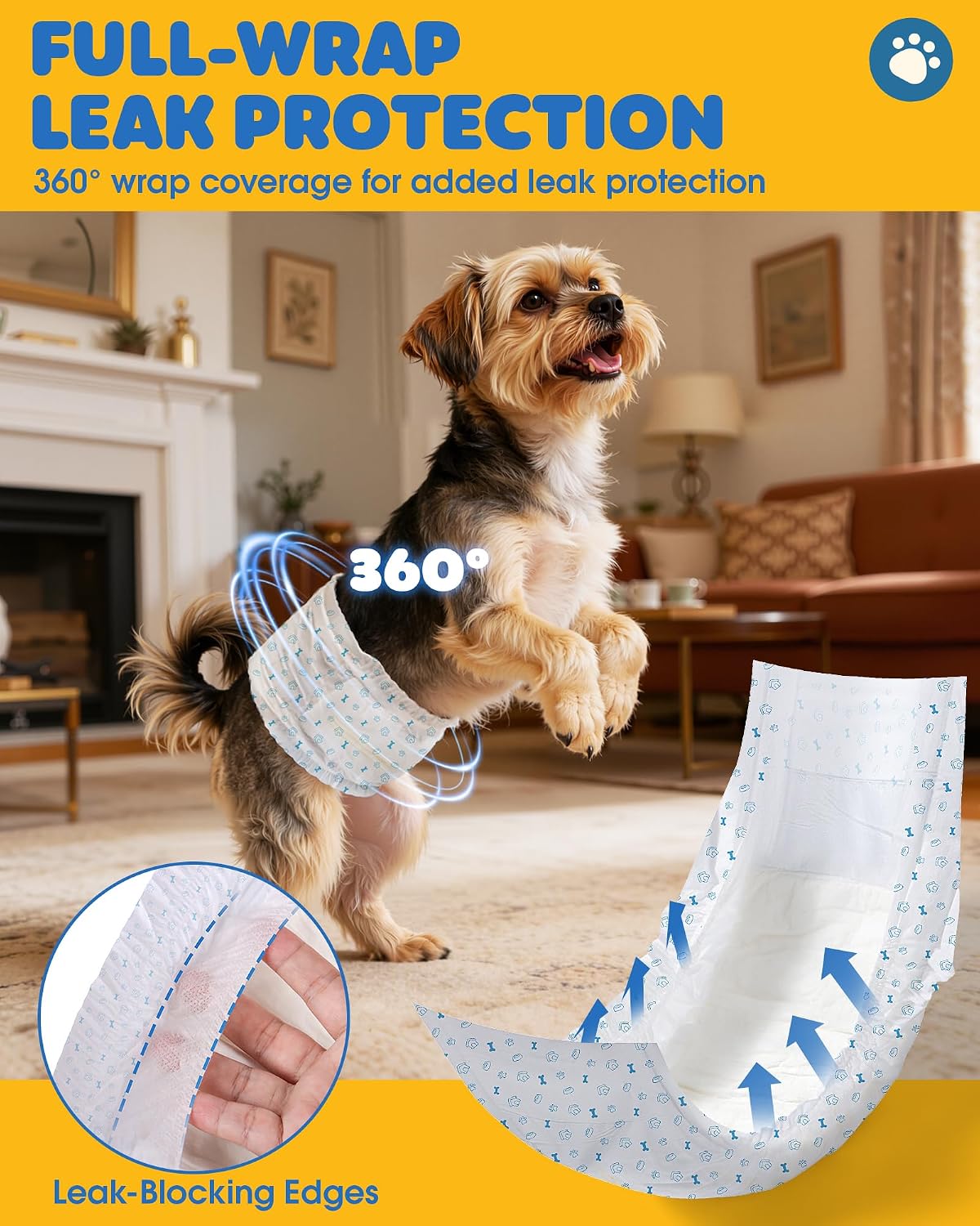 Powools Male Dog Wraps, 96 Count Disposable Dog Diapers, Small – Essentials for Dogs - Small - 96 Packs - image 2