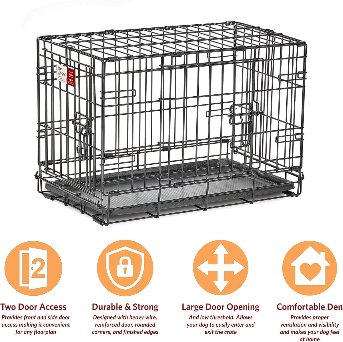 LifeStages by MidWest 36-Inch Double Door Crate, M-L Breeds - Double Door / Fits 22-inch Crate - image 3