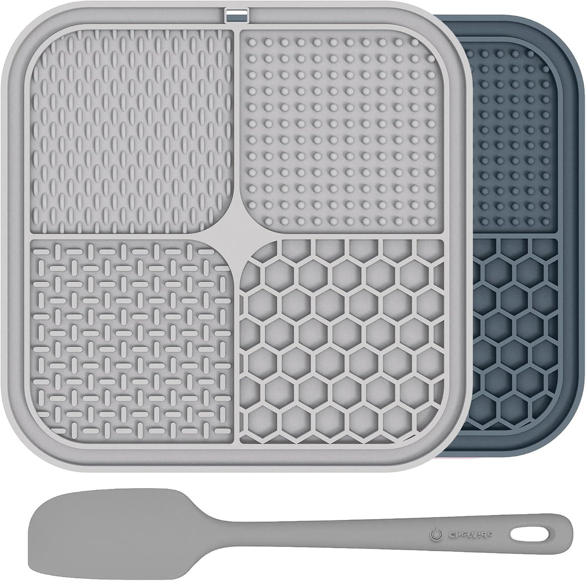 ChefAide 2 Pack Lick Mat for Dogs - Khaki+Dark Gray