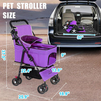 3 in 1 Pet Dog Stroller for Small Medium Dogs 10-50 lbs - Purple - image 3