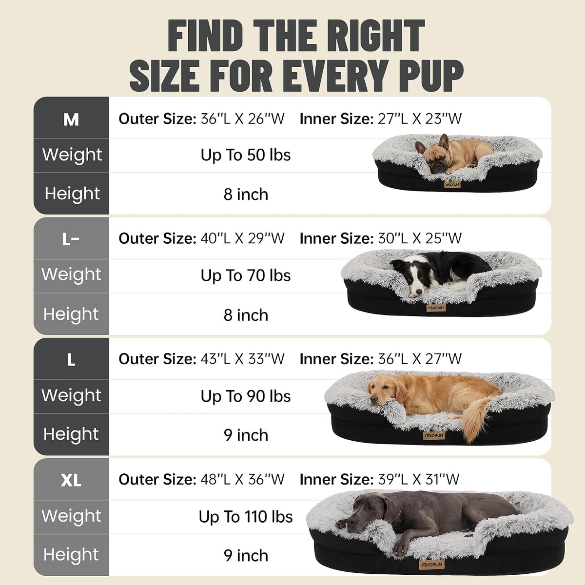 Miorun Fluffy Orthopedic Dog Beds Large Sized Dog - Gray / M(36", UP to 50lbs) - image 4