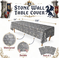 Stone Wall Table Covers, 54"x108" XL, Medieval Party Decorations - Stone Wall (Pack of 3) - image 2