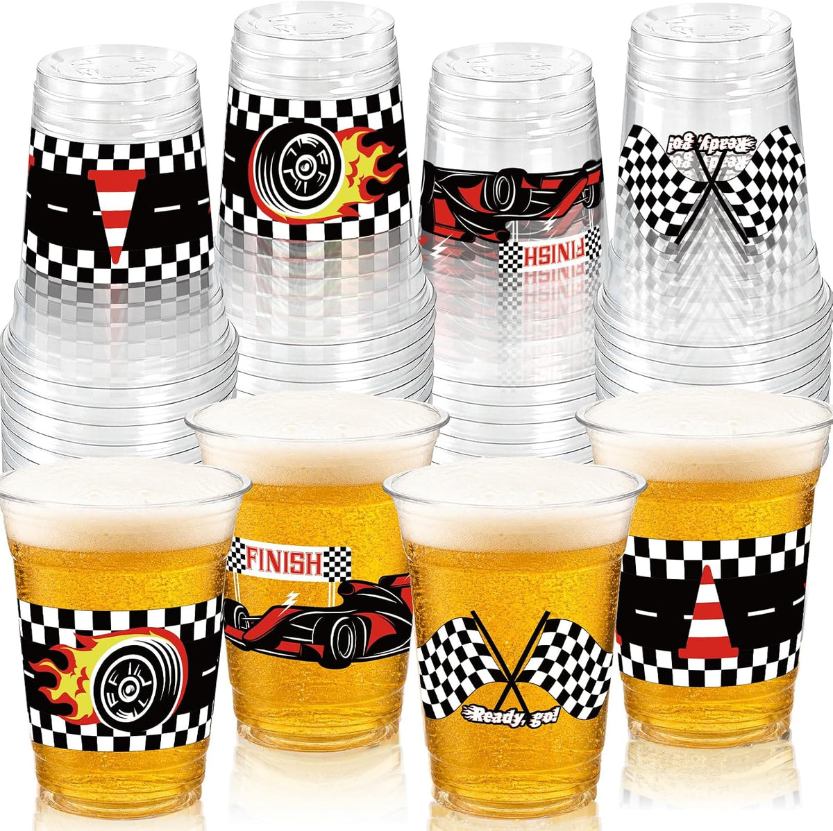 Race Car 2 Fast 2 Furious Birthday Party Decorations Cups for Boys - Black Red Racing Cup / 50