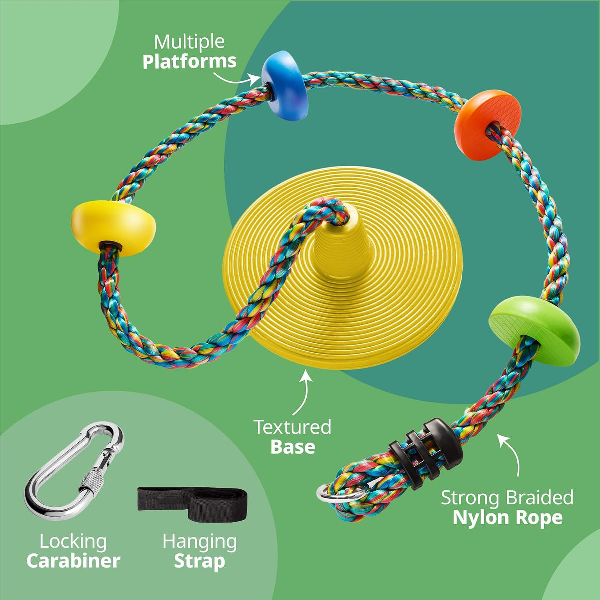 Jungle Gym Kingdom Tree Swing for Kids - Multicolor Yellow - image 4