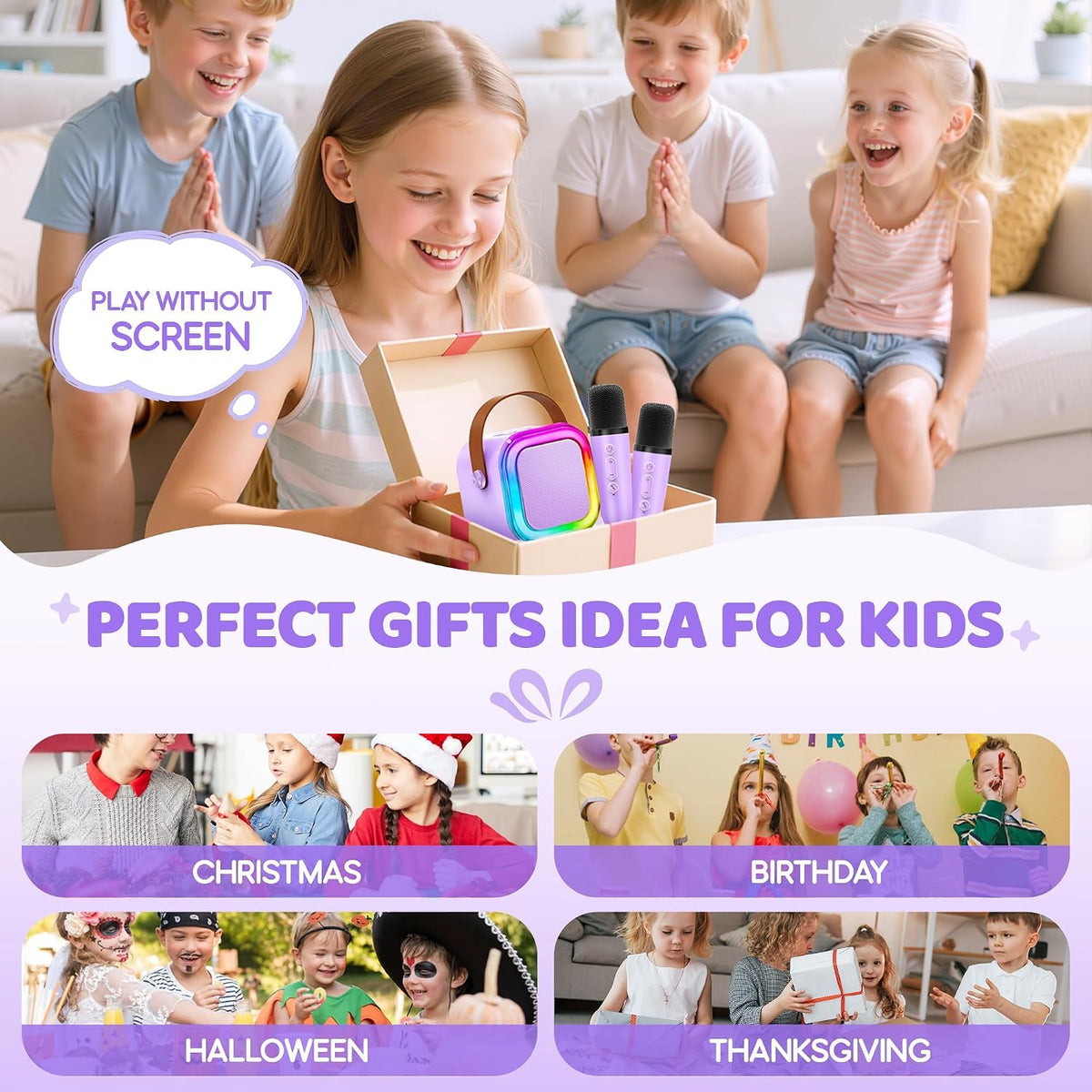 IROO Mini Karaoke Machine for Kids - Light Purple - image 2