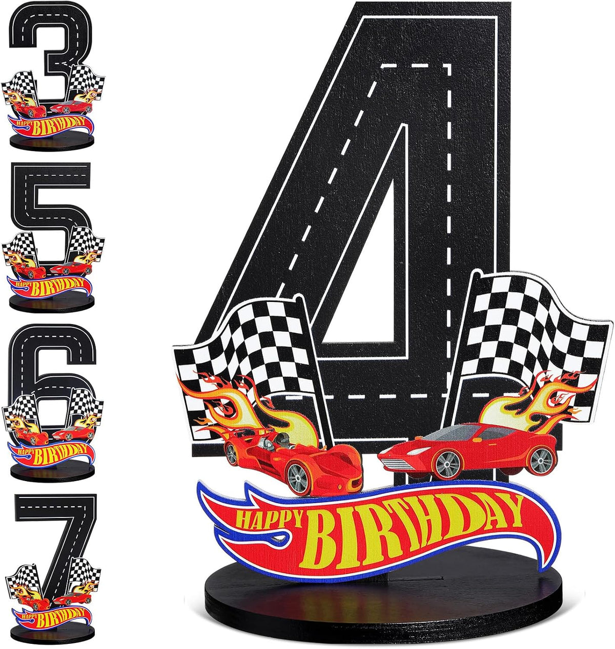 MiniInflat Race Car 5th Birthday Number Sign Centerpiece Race Car - 4th