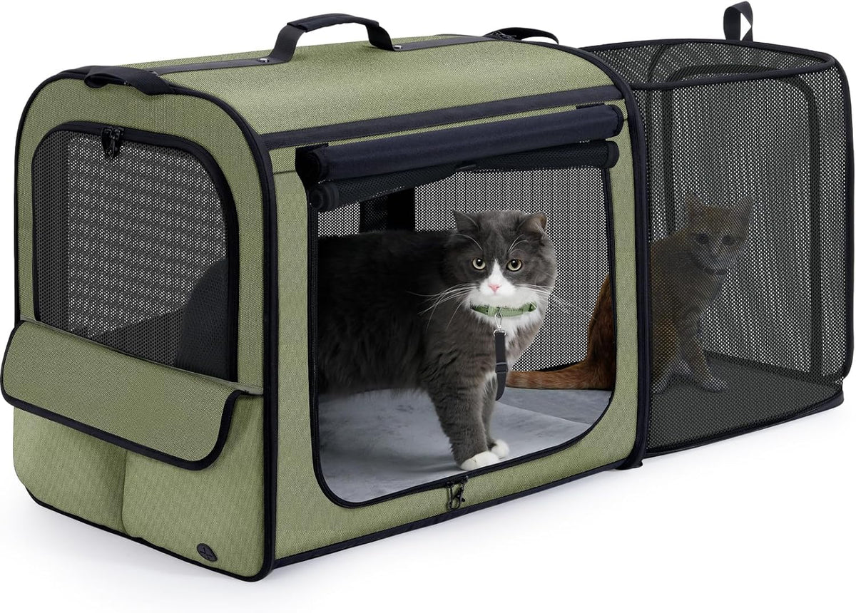 Dog Car Carrier Light Weight 24×17.7×20.5in - Green(Expandable) / 24.0"L x 17.7"W x 20.5"H