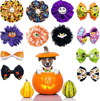 PET SHOW Holiday Dog Bowties Flowers for Small Dogs Slide on Collar – Essentials for Dogs - Halloween-12pcs