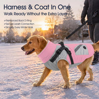 Dog Winter Coat with Harness Built in - XX-Large(Chest:35.4 in) / Pink - image 2