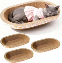 3 Pack Cat Scratcher Bed, Oval Cardboard Cat Scratcher Cat Scratch Pad Board Lounge Couch - M(17.5"x13.6"x3")