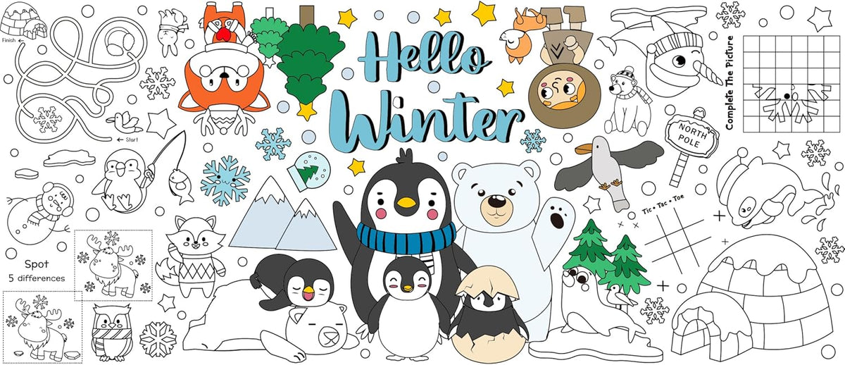 Dvbonike Jumbo Mandala Coloring Poster Giant Flower DIY Drawing Paper - Polar Animals (including mini-games)