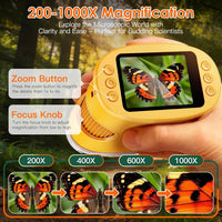 4K 1000X Handheld Digital Microscope for kids 2.0" IPS Screen – Fun for Kids & Family - Yellow - image 2