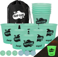 Juegoal giant yard pong game set with glow in the dark buckets, balls and black carry bag