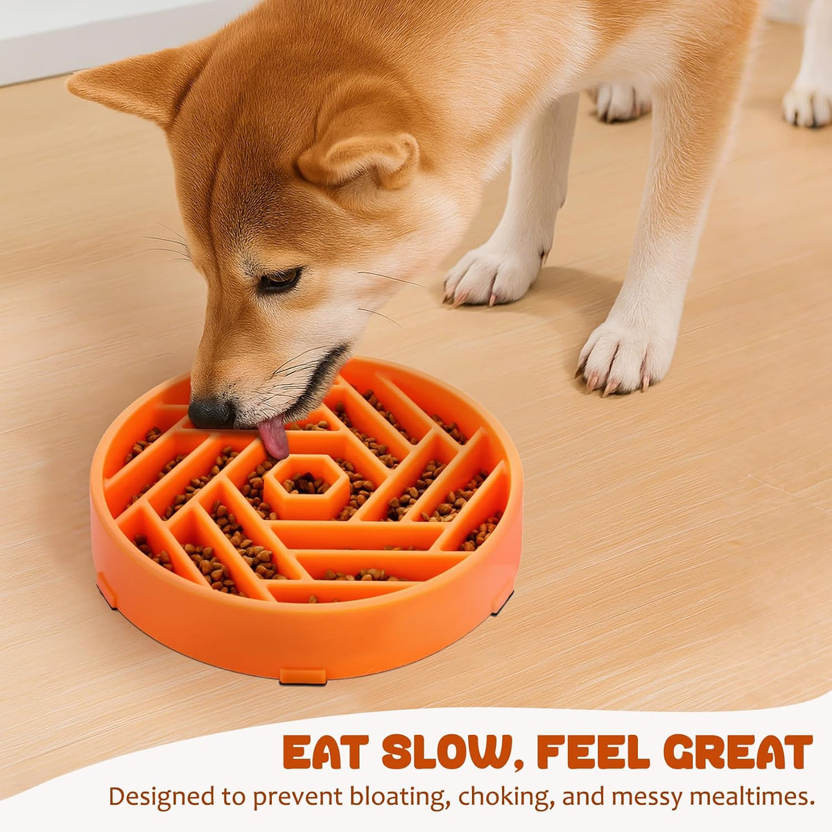 WHIPPY Slow Feeder Dog Bowl - orange - image 3