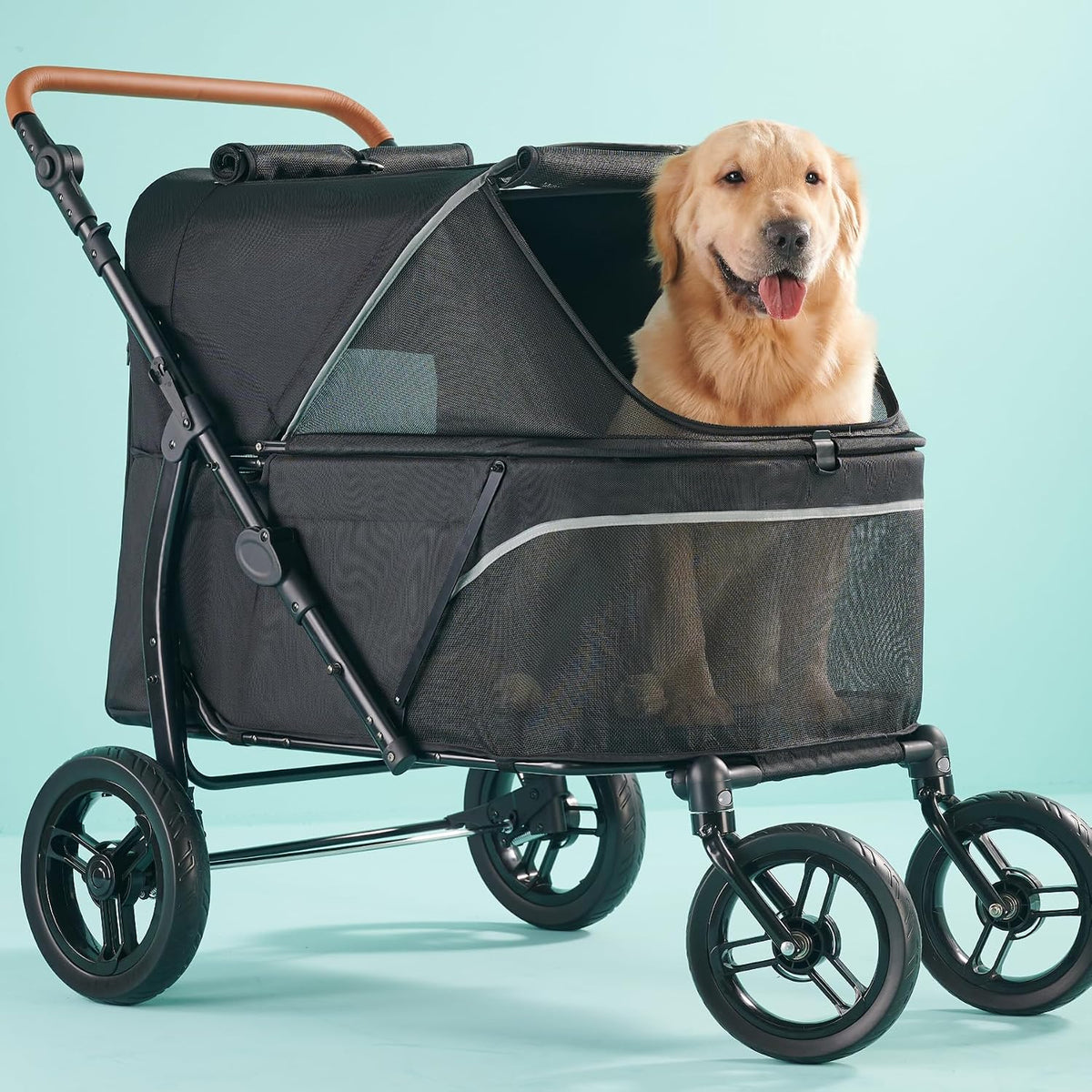 Zoosky Large Dog Stroller for 3 Dogs, up to 110lbs（33‘’Lx20‘’W） – Essentials for Dogs