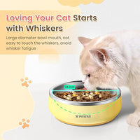 Pawaii Small Dog Bowls, 12 oz. Food Water Bowl Designed for Puppies and Cats with Non-Slip Rubber Base, Upgraded Metal Insulated, Double Stainless Steel Bowls, Cheese Yellow