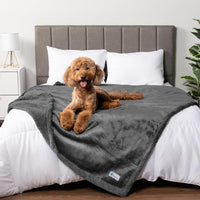 PetAmi Waterproof Dog Blanket for Medium Large Dog Pet, 60x40 - Queen 90 X 90 Inches / Gray/Gray Sherpa