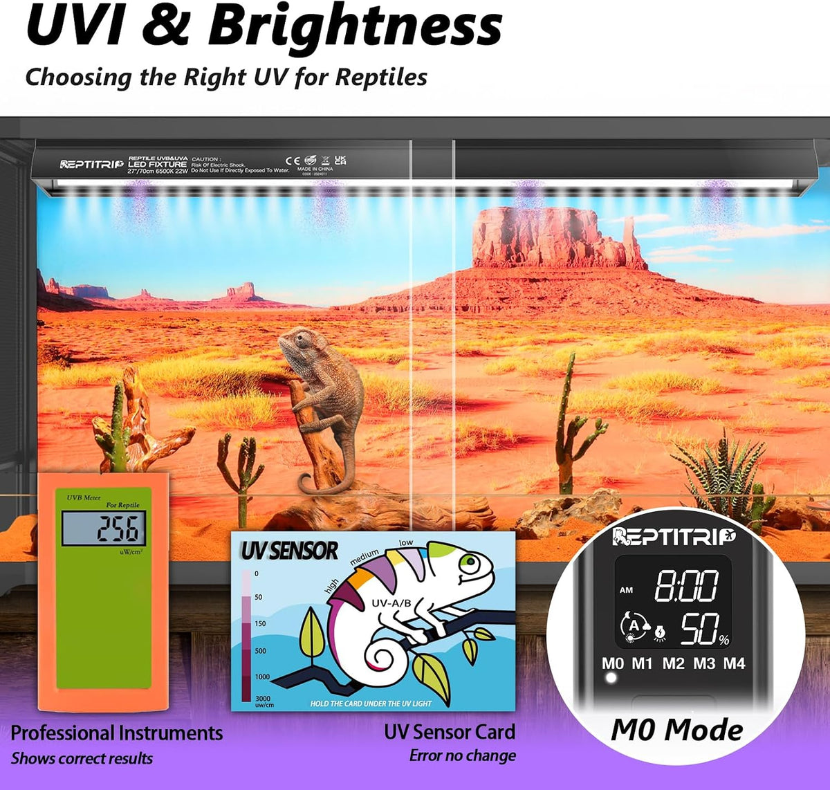 16-Inch LED UVB Reptile Light with Auto On/Off & Preset Day-Night - 39 INCH - image 2
