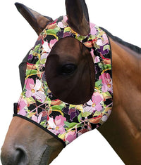 Harrison Howard Super Comfort Stretchy Fly Mask Large Eye Space with UV Protection Soft on Skin with Breathability Blossom Vibe S
